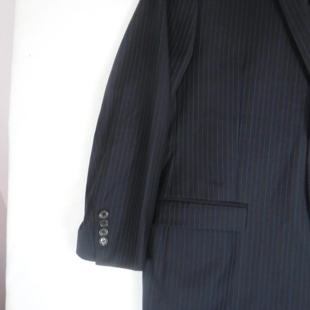 Lauren Ralph Lauren Blazer Men 44R Navy Pin‎ Stripe Sport Coat Jacket